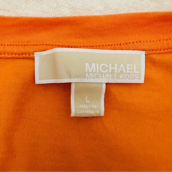 MICHAEL Michael Kors Women’s Orange Cotton Short Sleeves Maxi Dress Size L - Picture 5 of 13